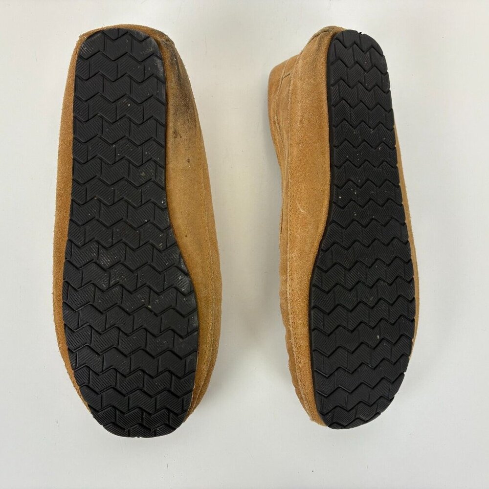 Minnietonka Leather Lace Softsole Slippers Mens Size 12 Tan Brown - Picture 6 of 7